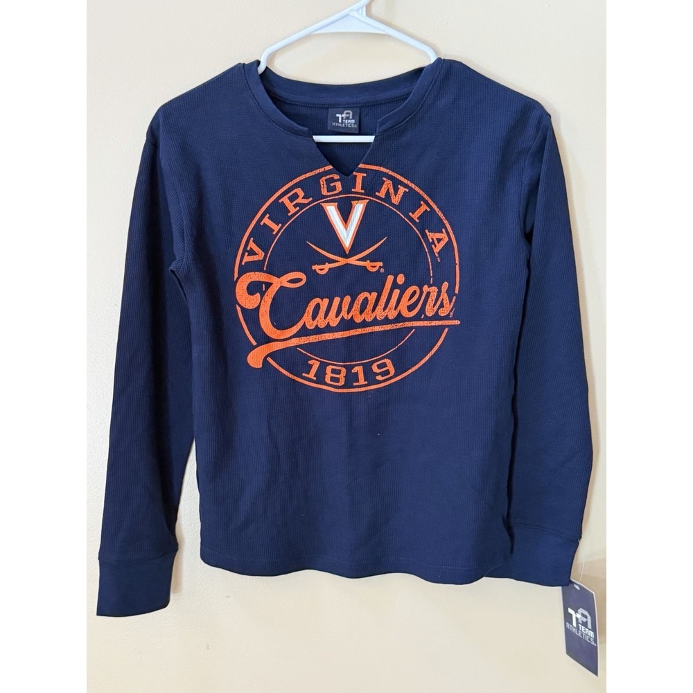 Team Athletics Girls Virginia Cavaliers Blue Long Sleeve Thermal Shirt Sz M NWT